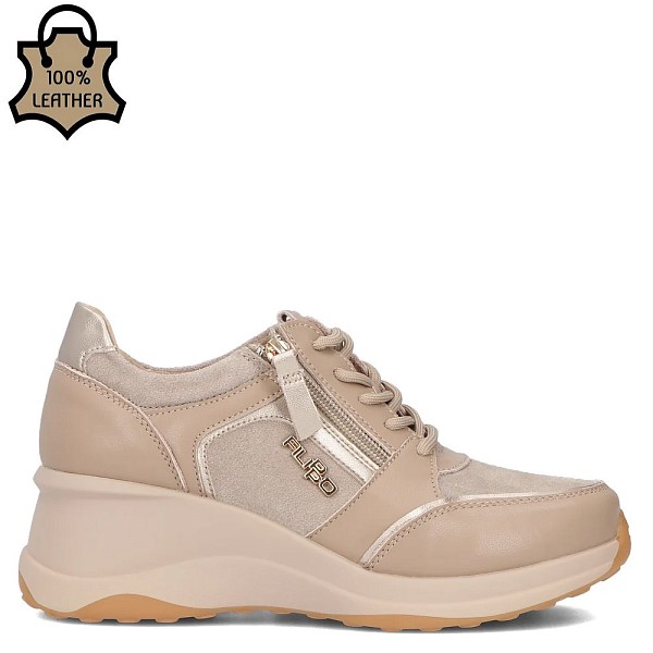 Khaki kožne tenisice s petom Filippo 6434