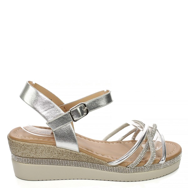 Srebrne sandale s punom petom RD138T