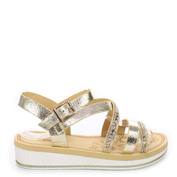 Zlatne sandale s petom H093T